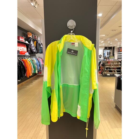 90s Nike Neon Green Yellow Vintage Windbreaker Track Jacket Volt Highlighter - Picture 4 of 5